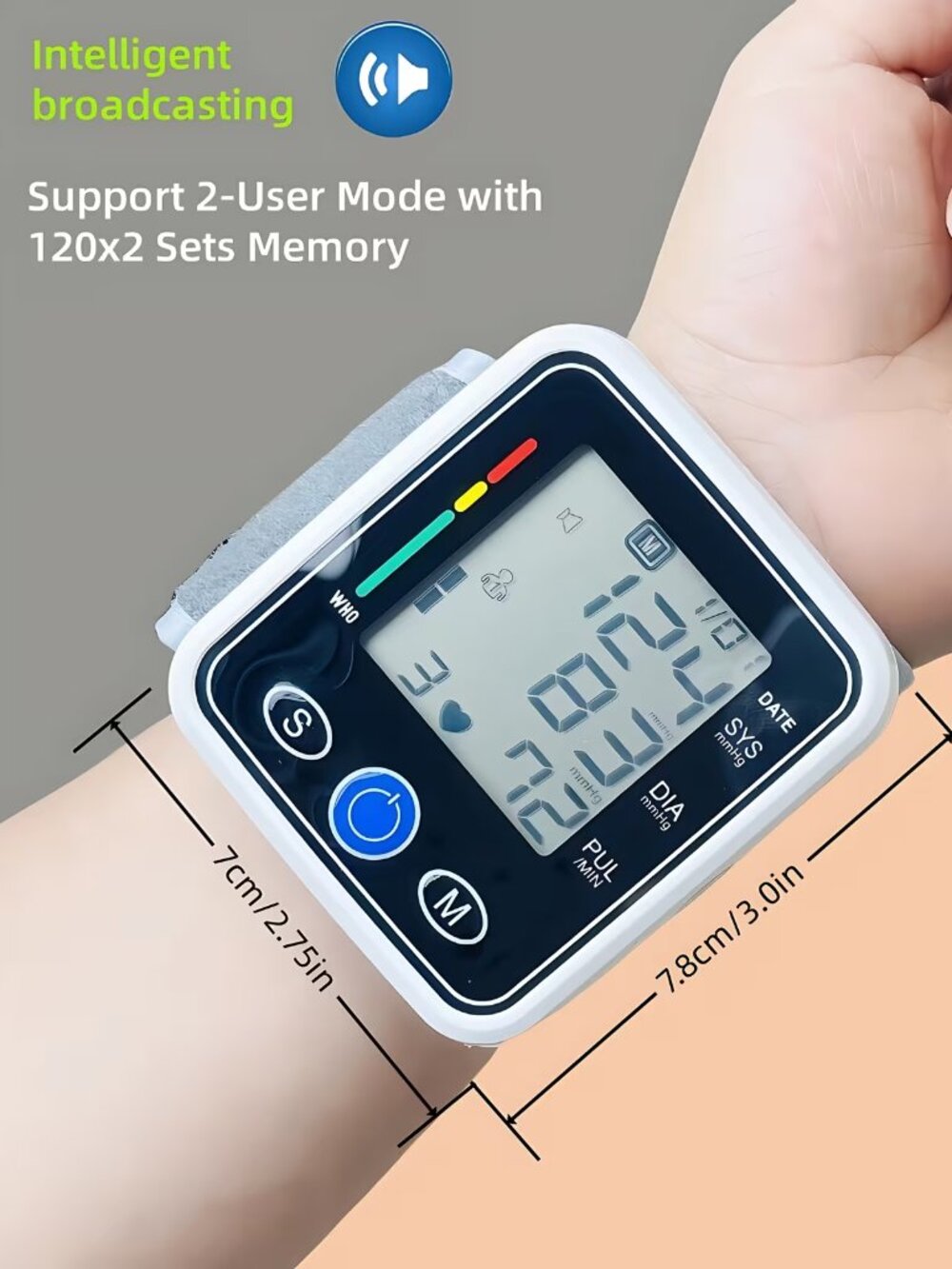 Wrist Blood Pressure Monitor Automatic Large LCD Display Adjustable Cuff 2026 Mo